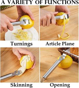 Pelador de cocina de acero inoxidable, rallador de <span class=keywords><strong>queso</strong></span>, naranja, limón, Zester, con cuchillo de <span class=keywords><strong>canal</strong></span> - Product Image 6