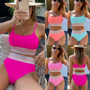 Ensemble <span class=keywords><strong>de</strong></span> bikini taille haute à découpe en V pour femmes, <span class=keywords><strong>débardeur</strong></span>, <span class=keywords><strong>maillot</strong></span> <span class=keywords><strong>de</strong></span> <span class=keywords><strong>bain</strong></span> deux pièces, vêtements <span class=keywords><strong>de</strong></span> plage, maillots <span class=keywords><strong>de</strong></span> <span class=keywords><strong>bain</strong></span> - Product Image 3