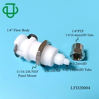 Plastique POM 1/4 "PTF Ferruless Polytube Montage sur panneau Cloison Arrêt rapide Push-In Disconnect PTF Coupling
