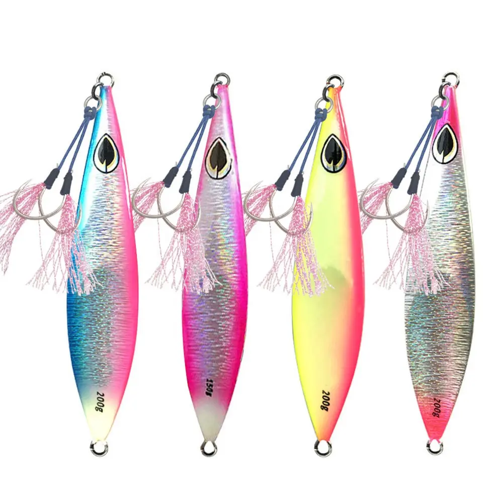 Wholesale Fishing lures Metal Jigs 80g 100g 150g 200g 250g 300g strong Glow Slow Pitch Jigging Lure With jig bait