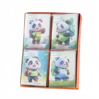 Lot de 480 mini-carnets en PVC 82x111mm, 80g/m², 76 feuilles, motif panda mignon, pochette intérieure colorée, vente en gros par carton