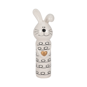 Statuetta di Coniglio Ondulato in Ceramica con Motivo a Anelli e Cuore per Arredamento Casa, Bagno, Ufficio, Soggiorno - Product Image 1