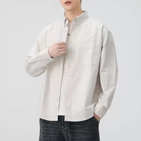 Chemises d'automne décontractées pour hommes, style japonais, coupe oversize, couleur unie, respirantes, manches longues, 100 % coton, épaules tombantes, tailles M-4XL, fabriquées en Chine