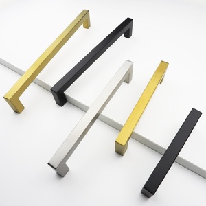 Modern <strong>Square</strong> Bar Furniture Handles &amp; <strong>Knobs</strong> Stainless Steel Gold <strong>Black</strong> Wardrobe Hardware for Kitchen Cabinet <strong>Drawer</strong> - Product Image 2