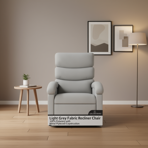 Light Grey <b>Fabric</b> <b>Recliner</b> <b>Chair</b> Manual Operation Metal Frame Contemporary Design - Product Image 2