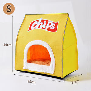 Nieuwe Cartoon Aardappelchip Opvouwbare Waterdichte Bedden Voor Huisdieren Inklapbare Fluwelen Algemene Kattennest Hondenbed Voor Huisdieren - Product Image 5