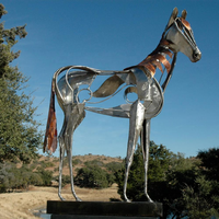 Statue de cheval, Sculpture personnalisée en acier inoxydable, pour parc carré, sortie d'usine