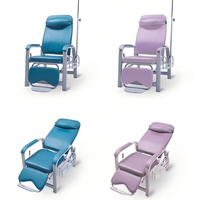 Fauteuil d'infusion Teal avec appui-tête rembourré, inclinable, repose-jambes plat, support IV, cadre métallique gris, chaise de repos pour patient hospitalier