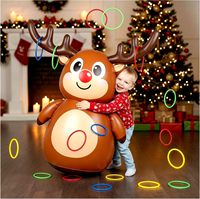 Jouet gonflable personnalisé de Noël : lancer d'anneaux renne en PVC, jouet gonflable renne à bascule, poupée gonflable à frapper