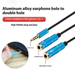 3.5mm doppino intrecciato 1m giacca in alluminio in rame conduttore cavo di prolunga Audio adattatore 2-in-1 inca cuffie per Computer portatile - Product Image 2