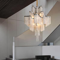 Lustre suspendu Zeal Lighting, originalité artistique, luxe moderne, fer forgé, aluminium, franges en chaîne à pampilles, pour mariage