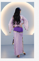 Nouvel ensemble de costumes de danse du ventre Saidi Baladi à rayures, robe de danse orientale égyptienne Assaya avec canne, robe de scène pour femmes