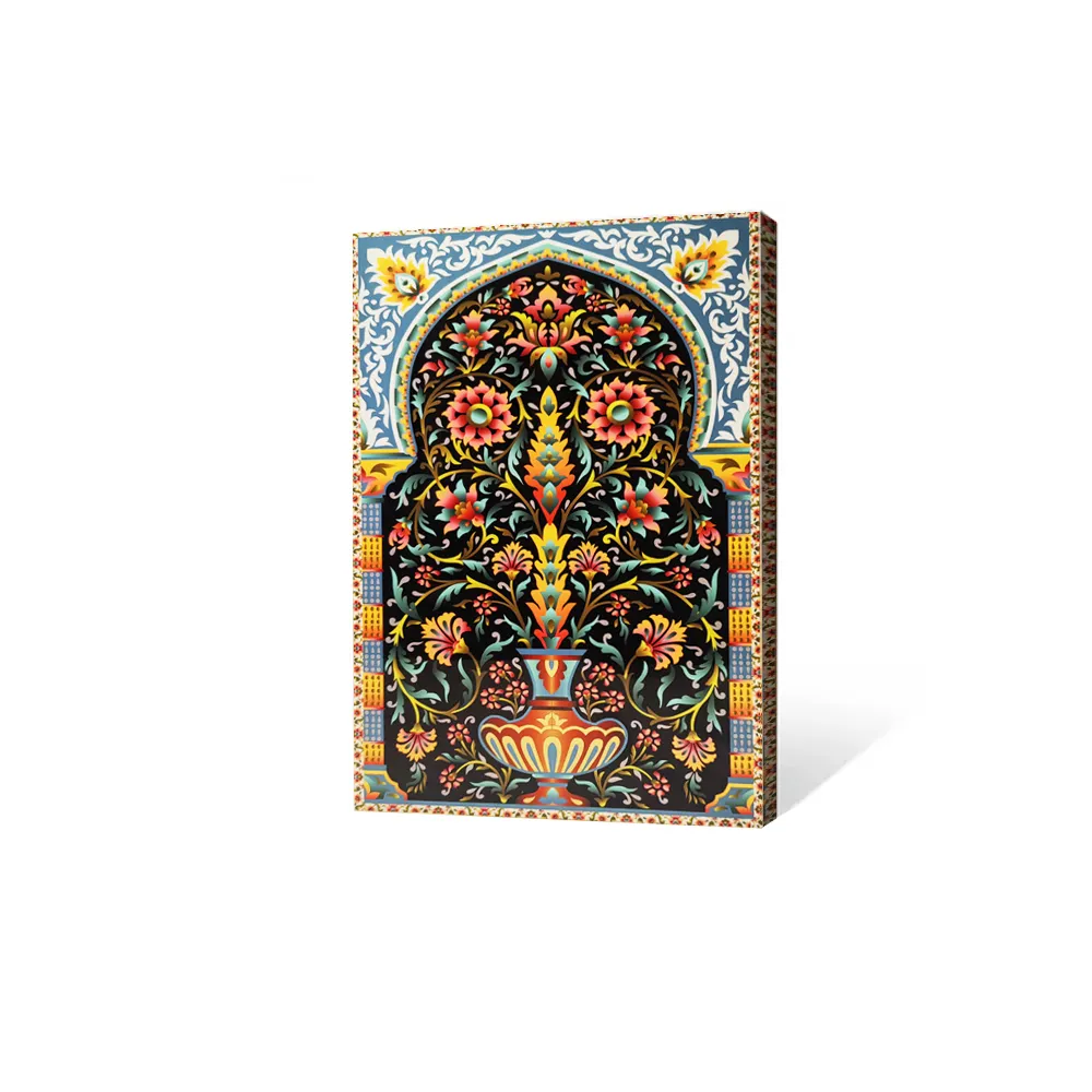 ดอกไม้โบราณวินเทจศิลปะWall Artพิมพ์ผ้าใบอิสฟาฮานอิสลามRetroมุสลิมตกแต่งบ้านคริสตัลพอร์ซเลนภาพวาด