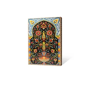 Flor antiga vintage arte de parede impressão em tela Isfahan islâmico retrô muçulmano decoração de casa pintura de porcelana de cristal