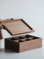 Organizer da Ufficio in Legno di Noce Massiccio Fatto a Mano, Ecologico, con Giunzione a Mortasa e Tenone, Scatola Multifunzione Minimalista 30x20.5x9cm
