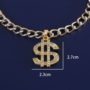 Iced Out Strass-Dollar-Anhänger Kubanische Gliederkette Goldhalsband Verstellbare Halskette für Katzen, kleine und mittelgroße Hunde - Product Image 3