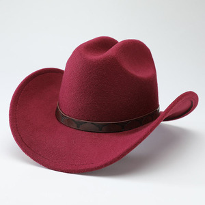 Sombrero Fedora Occidental Clásico Unisex Personalizado al por Mayor con Patrón Étnico, Decoración de Cinturón con Estampado de Cabeza de Toro, Gorra de Vaquero Retro - Product Image 6