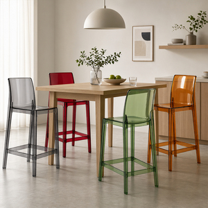 Ensemble <span class=keywords><strong>de</strong></span> tabourets <span class=keywords><strong>de</strong></span> comptoir transparents moulés sans soudure, résistants aux chocs, <span class=keywords><strong>en</strong></span> polymère élégant pour <span class=keywords><strong>bar</strong></span> moderne, îlot <span class=keywords><strong>de</strong></span> cuisine - Product Image 6