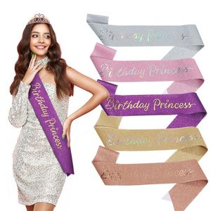 Cinta de cinturón nueva plateada con purpurina para fiesta de cumpleaños de princesa, corona y diademas de diamantes de imitación - Product Image 1