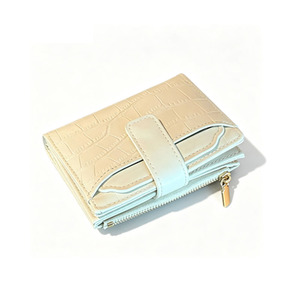 Zenos Korean Style Pure Color Short Wallet Multi-functional Credit <b>Card</b> <b>Holder</b> Foldable PU Leather Purse with Button Closure - Product Image 1