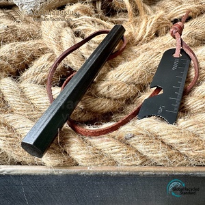 Ferrocerium Rod With Scraper Blade Metal <b>Fire</b> <b>Starter</b> Outdoor Survival Ignition Tool Brown Leather Lanyard Included - Product Image 5