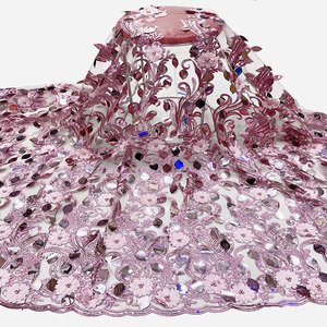 3D apliques de diseño Nigeria bordado gran tela de lentejuelas fiesta vestido de - Product Image 5