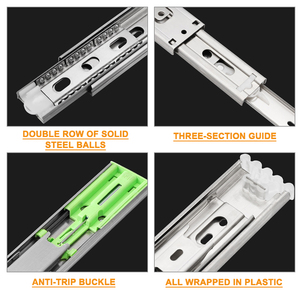 SS 3 nếp gấp 45mm mềm đóng cửa trượt mở rộng bi kênh hướng dẫn đường sắt giảm xóc đệm ngăn kéo RUNNERS <span class=keywords><strong>Slide</strong></span> cho tủ - Product Image 4