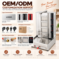 Machine à kebab au gaz commerciale à 3 brûleurs en acier inoxydable, rôtissoire verticale pour shawarma, pour restaurant