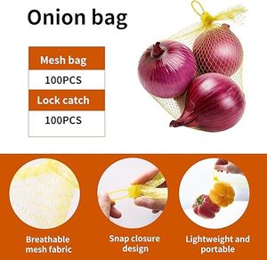 Eco Friendly Reusable Washable Mesh Produce Bags, Drawstring Vegetable Fruit <b>Storage</b> Net Bags - Product Image 5