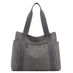 Gray Canvas <b>Women</b> <b>Messenger</b> <b>Bag</b> Tote Shoulder Handbag Zipper Closure Large Capacity Polyester Lining for Daily Travel Shopping - Product Image 2