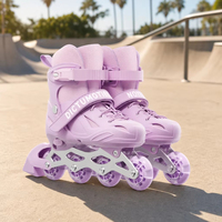 Patins à roulettes légers bleu violet pour filles et garçons, lames respirantes pour l'extérieur avec frein de sécurité, roues et sangles en PU durables.