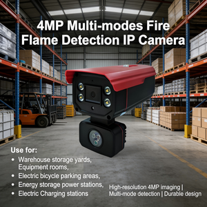 Caméra IP de détection d'incendie et de flamme par IA, <span class=keywords><strong>alarme</strong></span> incendie haute précision avec surveillance à distance en temps réel, sirène intégrée, audio bidirectionnel - Product Image 2