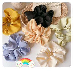ที่มัดผมแฟชั่นผ้าไหมสีทึบมัดผมสำหรับผู้หญิงสายรัดผมแบบยืดได้สำหรับเด็กผู้หญิง - Product Image 3