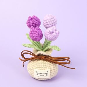 Nouveau design de vase en crochet artificiel tissé à la main, pot de fleurs en forme de tulipe pour les occasions de Noël et d'Halloween - Product Image 2