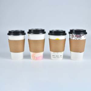 Manchons de gobelets en carton kraft jetables personnalisés par le fabricant pour boissons gazeuses, eau minérale, whisky, vin, impression UV - Product Image 1