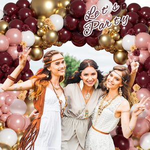 Arco de Globos Borgoña de 142 Piezas para Despedida de Soltera, con Globos Metálicos en Oro Rosa y Marrón Dorado, para Fiesta de Compromiso - Product Image 3