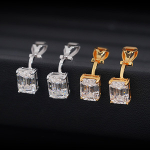 Pendientes de Clip <span class=keywords><strong>para</strong></span> Hombre Kaleido, Diseño Nuevo, Chapados en Oro, Plata de Ley 925, con Diamantes VVS, <span class=keywords><strong>Esmeralda</strong></span> y Moissanita - Product Image 4