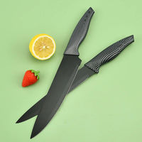 HSK Lot de 4 couteaux de cuisine à motif ondulé en acier inoxydable à haute teneur en carbone pour chef cuisinier