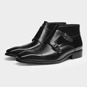 Bottes en cuir pour hommes de haute qualité à double boucle, style décontracté et habillé, rehaussantes et respirantes - Product Image 2