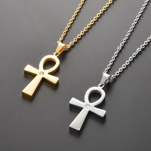 Colgante de cruz Ankh egipcio antiguo de acero inoxidable para collar, para hombres y mujeres, color plata y oro, amuleto retro, joyería, regalos - Product Image 1