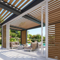 Pérgola Bioclimática Moderna de Aluminio de Lujo con Techo de Láminas Deslizantes, Impermeable, Resistente a la Intemperie, Ecológica, con Estructura con Recubrimiento en Polvo