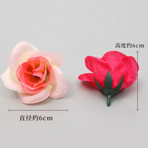 Têtes de roses artificielles en soie, 6 cm de diamètre, haute simulation, décorations de mariage - Product Image 1