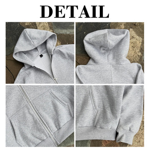 Streetwear Quality <b>Thick</b> Fleece Cotton Heavy Zip up Oversized Hoodie Custom Logo OEM Wholesale Zipper Hoodies - Product Image 6