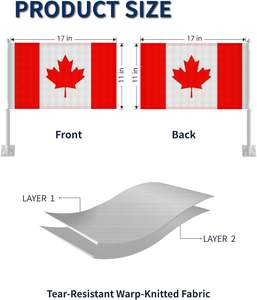 Paquete de 2 Banderas Canadienses Resistentes para Auto, 12x18 Pulgadas, Doble Cara, Bandera Pequeña para Ventana de Auto, Resistente a Desgarros, Poliéster de 2 Capas Tejido en Espiral - Product Image 2