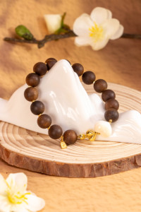 Pulsera de Cuentas de Madera de Arar Natural de Indonesia, Estilo Vintage Clásico, con Perla de Agua Dulce, Origen Guangdong, Genuina - Product Image 3