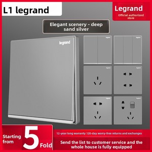 Đối với Legrand yijing sâu Cát bạc màu xám chuyển đổi ổ cắm Bảng điều khiển hai-ba cắm hộ gia đình USB tường 86 loại 16A max 250V IP20 cho - Product Image 5