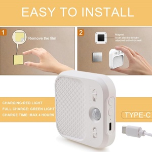 1PCS Lampe de nuit LED à détecteur de mouvement rechargeable avec aimant, idéale pour chambre, escalier, armoire, couloir, cuisine - Product Image 2