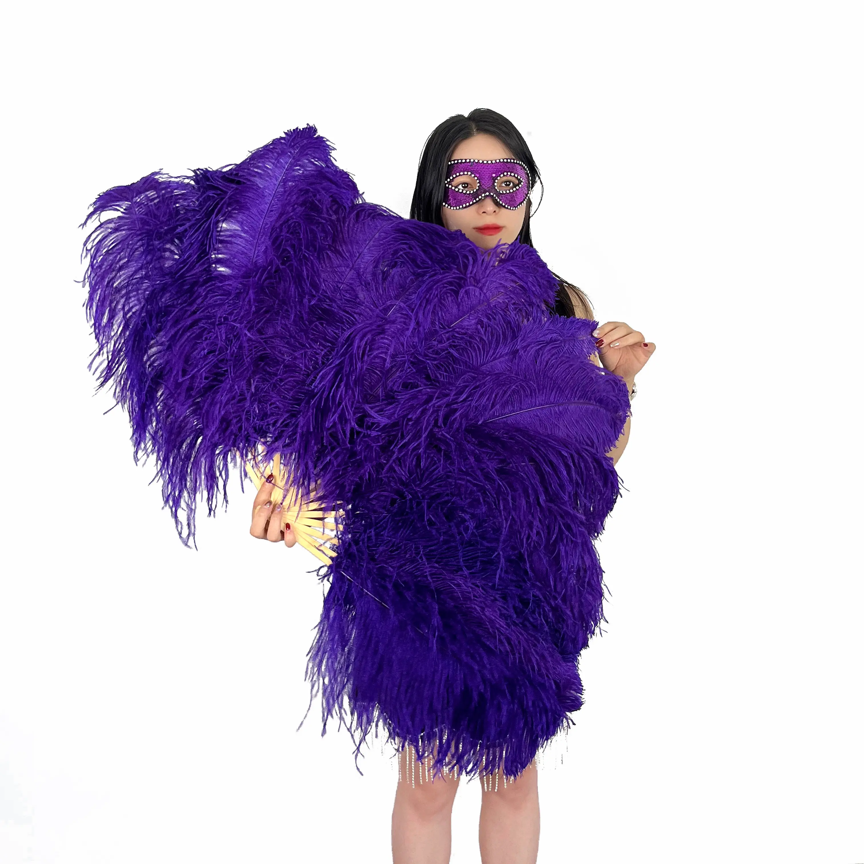 Окрашенный 28-30 дюймов костюм для танцев страусиное перо веер с перьями большой традиционный свадебный веер с перьями для подарков и поделок