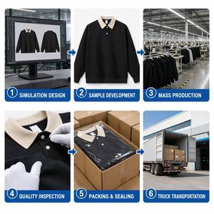 Sudadera Personalizada Vintage 100% Algodón para Trabajo, Manga Larga, 320gsm, Felpa Francesa, Hombros Caídos, Cuello Camisero, Talla Grande - Product Image 6