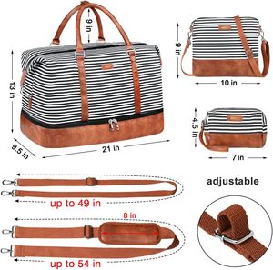 Bolsas de lona de Viaje Unisex Weekender de poliéster impermeable de 21 "con compartimento para zapatos para viajes nocturnos y de negocios 3 uds. - Product Image 6